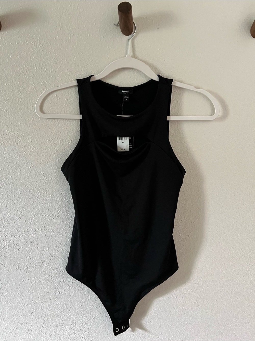 Express Black High-Neck Cut Out Sleeveless Bodysuit Sexy Date Night Office Chic